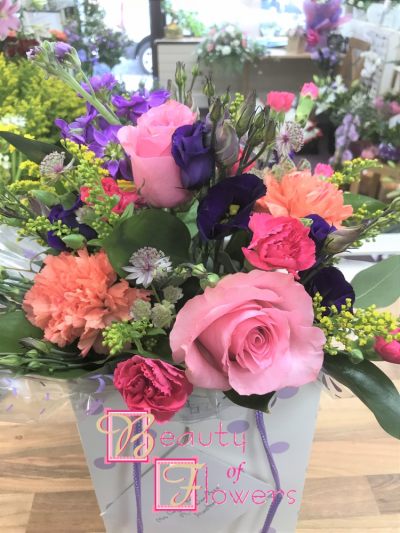 Gift Bag Arrangement - At Beauty Of Flowers we are delighted to present this product available for flower delivery in Derby and surrounding areas, or collection from our Derby City Centre store.
