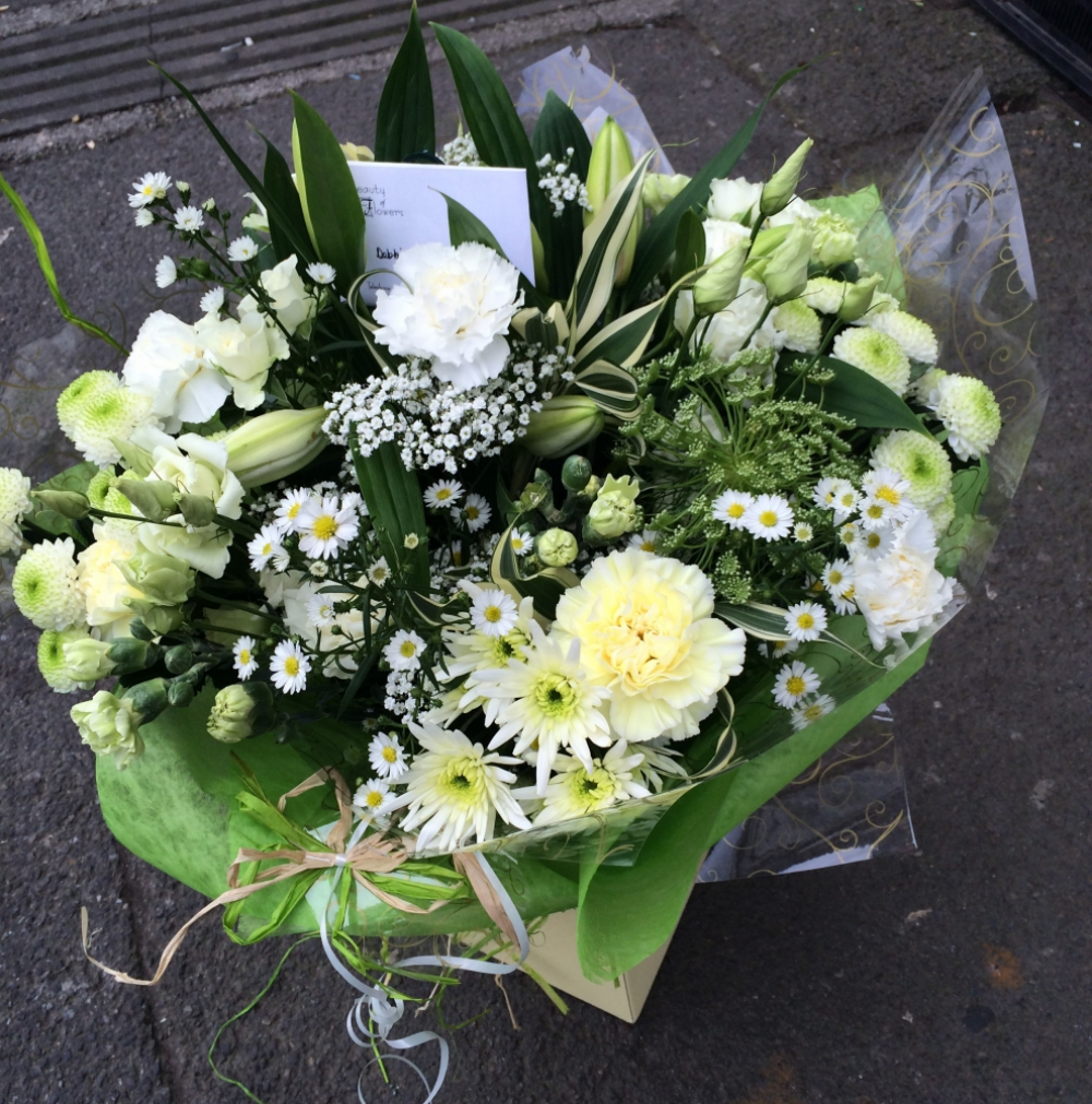 White Aqua Watered Hand Tied