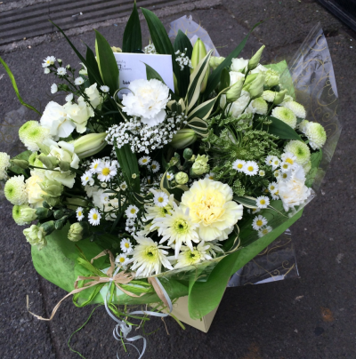 White Aqua Bouquet - At Beauty Of Flowers we are delighted to present this product available for flower delivery in Derby and surrounding areas, or collection from our Derby City Centre store.