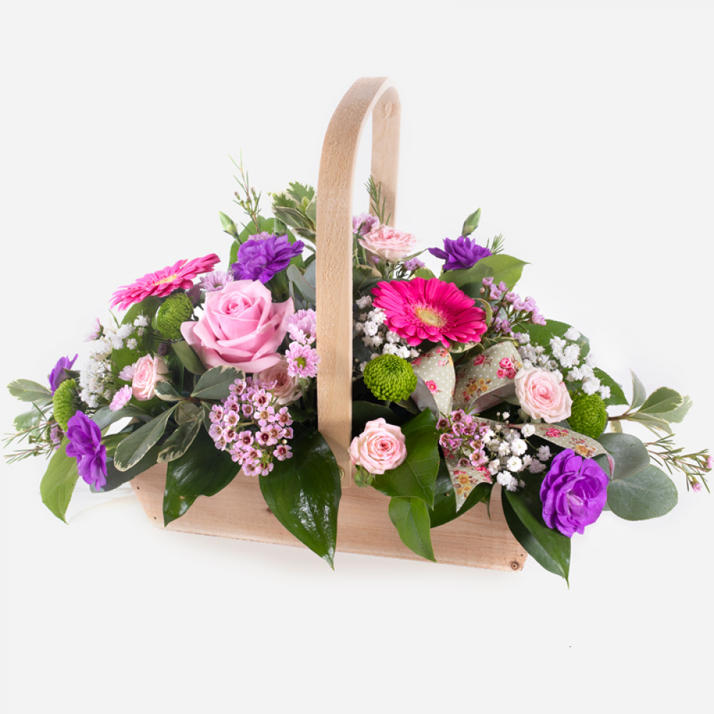 Pink, Cerise and Lilac Basket Arrangement