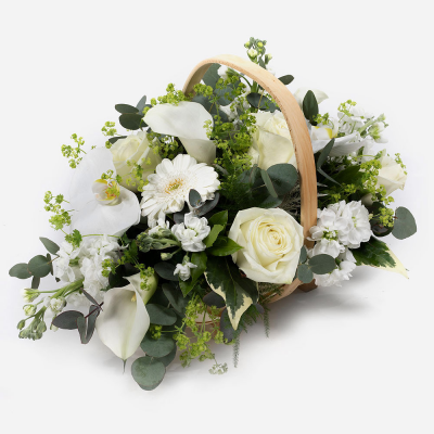 Scented Moonlight - A luxurious basket filled with a selection of the finest blooms, designed in a serene colourway.