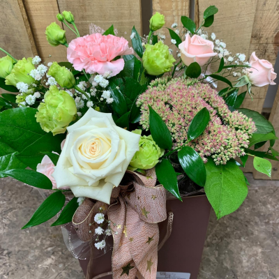 Vintage Flowers - Soft shades make this elegant glass Vase of luxury flowers the perfect gift.