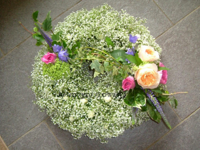 Gypsophila Wreath - Gypsophila wreath funeral flowers in Derby by Beauty of Flowers