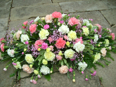 Carnation Coffin Spray S006 - Carnation coffin spray for a funeral in Derby by Beauty of Flowers