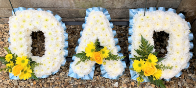 Based Dad Letters S076 - Dad funeral flower letters in Derby Derbyshire by Beauty of Flowers