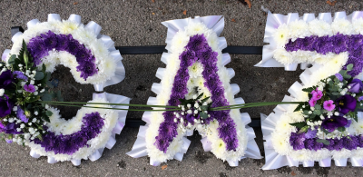 Layered Design Letters C174 - Letters and name funeral flower tribute in Derby or Derbyshire by Beauty of Flowers