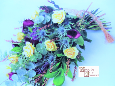 Country Cut Flower SheafC180 - natural cut flower sheaf of flowers for a funeral in Derby or Derbyshire by Beauty of Flowers funeral flower specialist