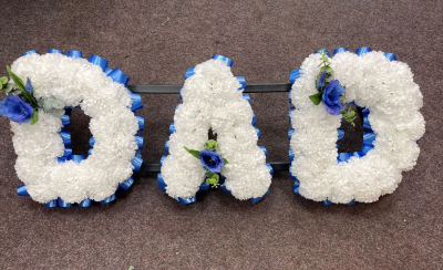 Blue DAD Letters - Artificial Funeral Letters in Derby by Beauty Of Flowers in Derby
Artificial Blue Dad Letters. Size Approx 36" by 14"