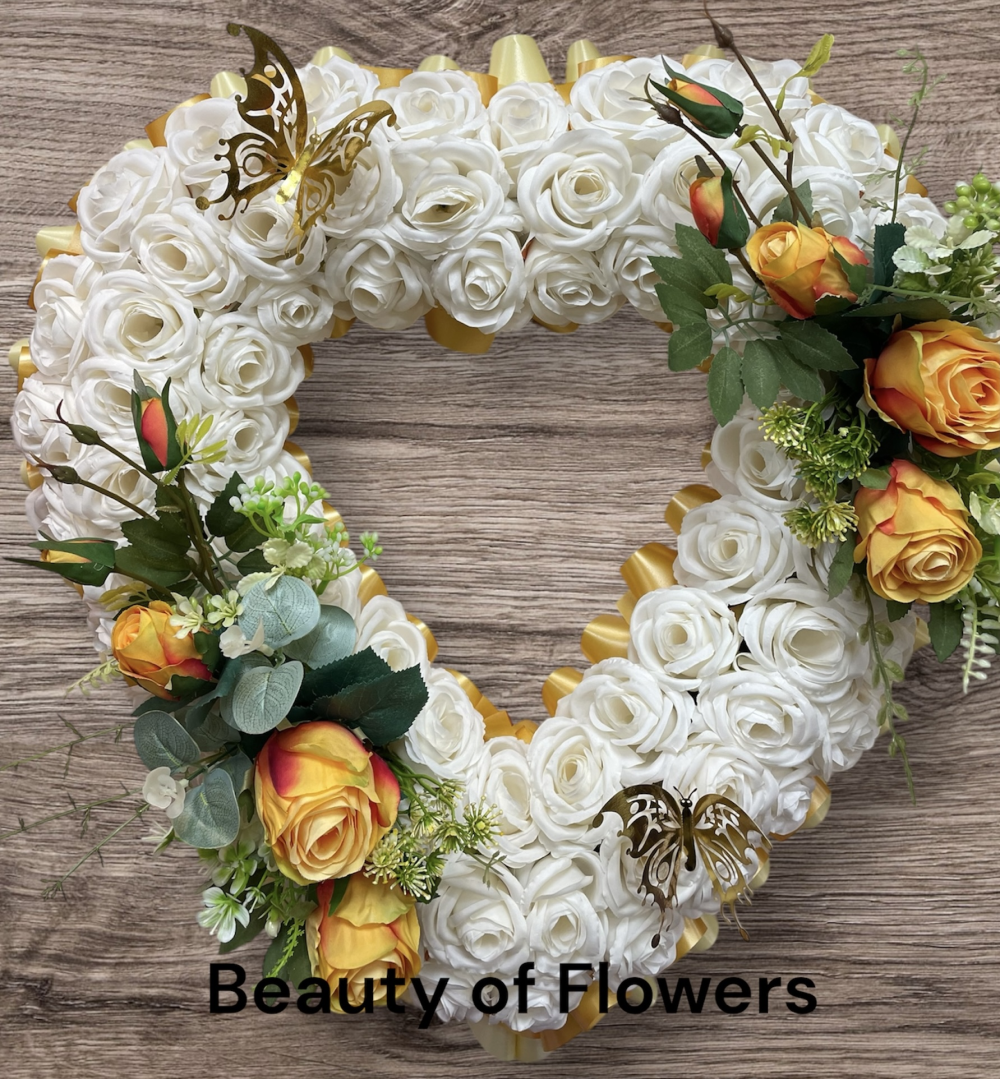 Artificial White and Gold Open Heart
