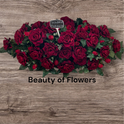 Artificial Red Rose Coffin Spray Product Image