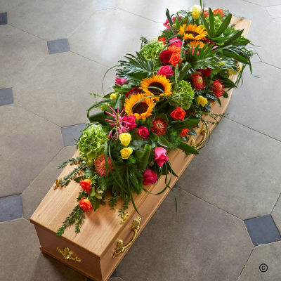 Vibrant Coffin Spray OFP22 - Vibrant coffin spray by Beauty of Flowers in Derby.