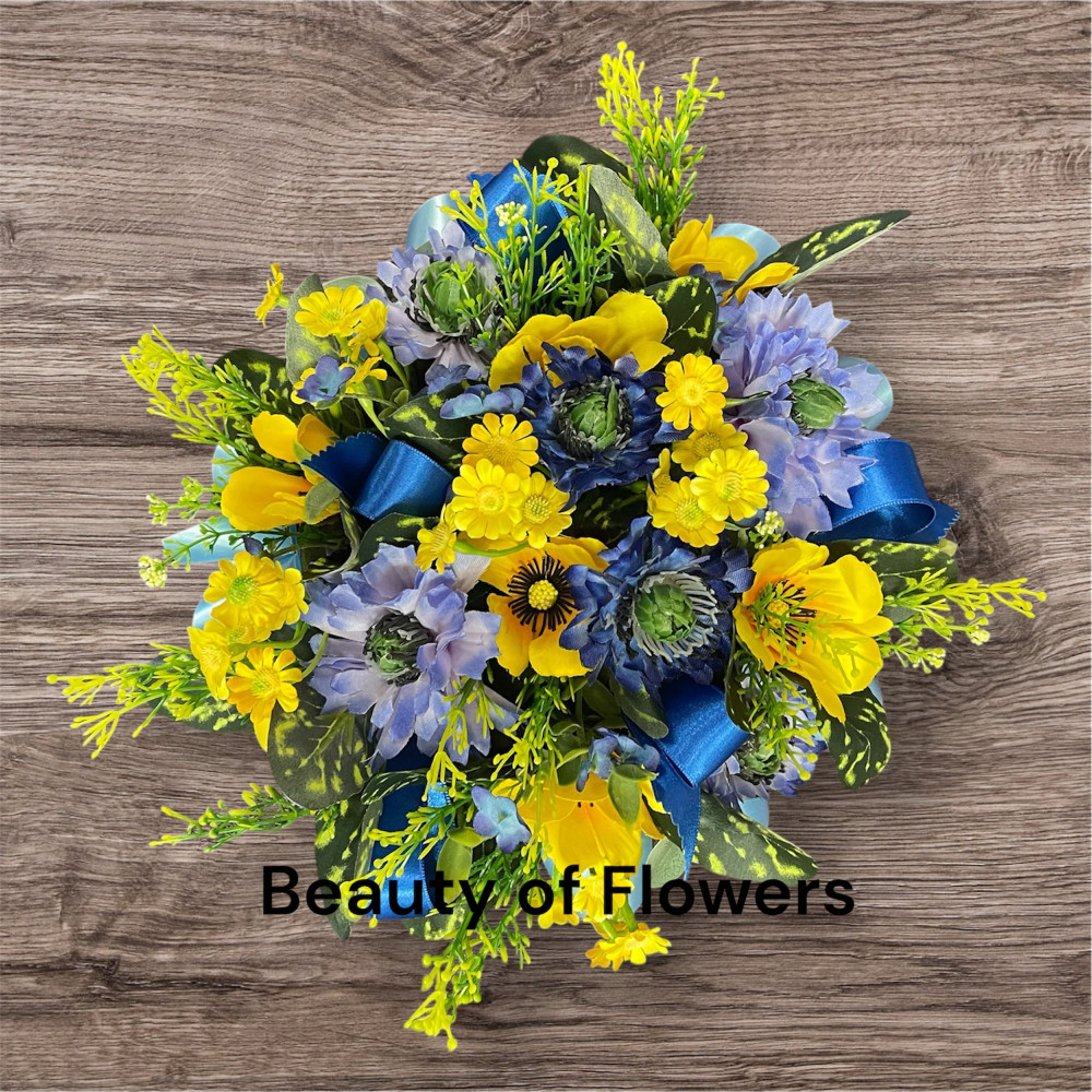 Artificial Blue and Yellow Posy