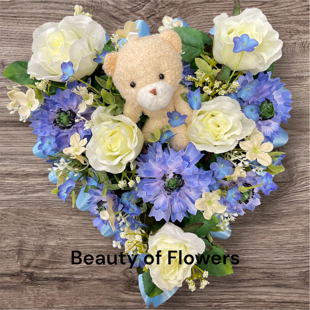 Artificial Blue Heart with Teddy